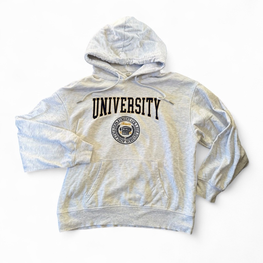 GARAGE Store Hoodie University Sweatshirt College Athletics Gray Football Team